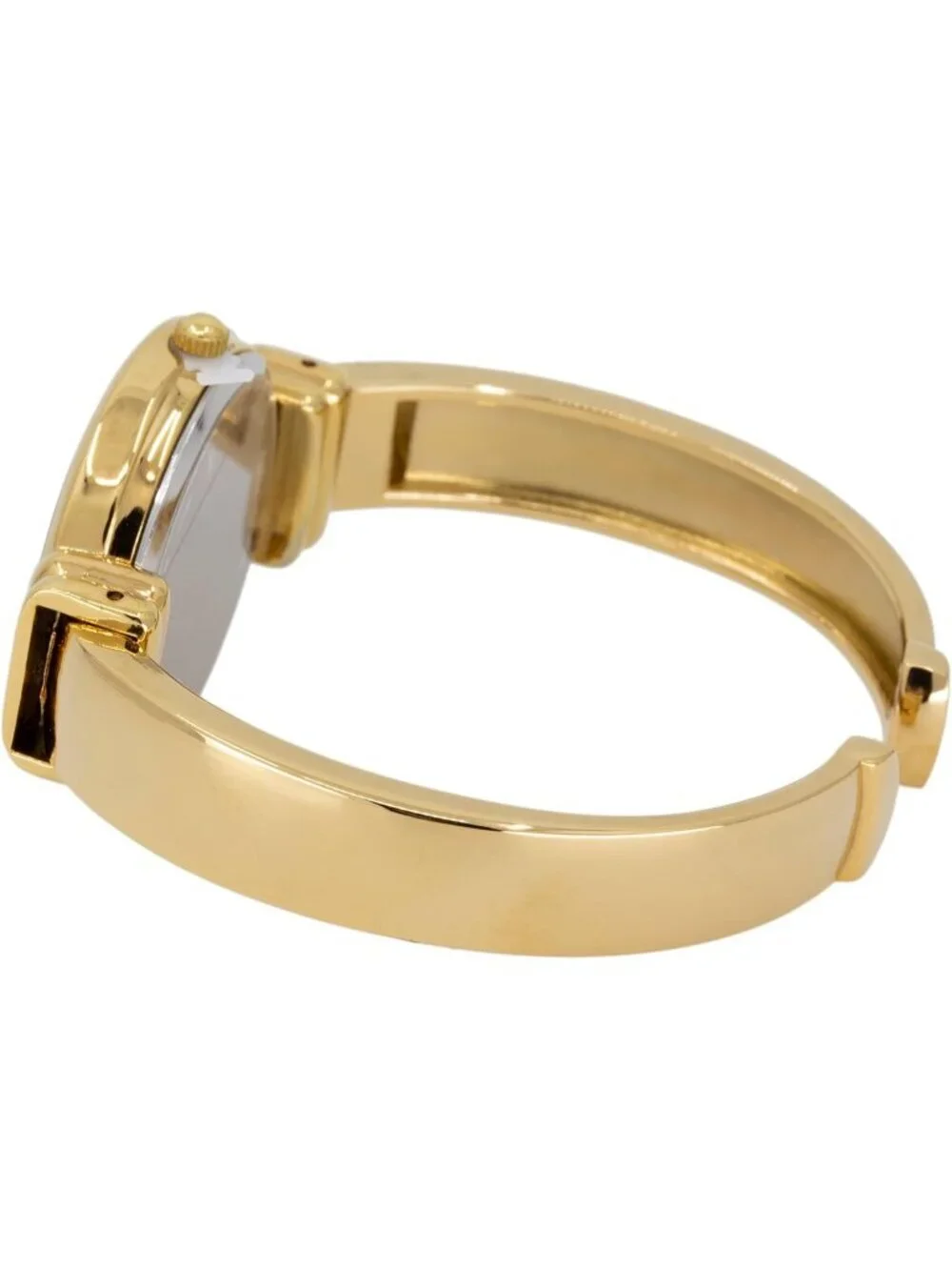 Women's Gold And Red Hands Analog Quartz Metal hinged Pearl Cuff Bracelet Watch